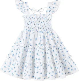 YOUNGER TREE Toddler Girl Dress Baby Girls Summer Clothes Ruffle Sleeve Floral Smock Beach Boho Dresses Sundress