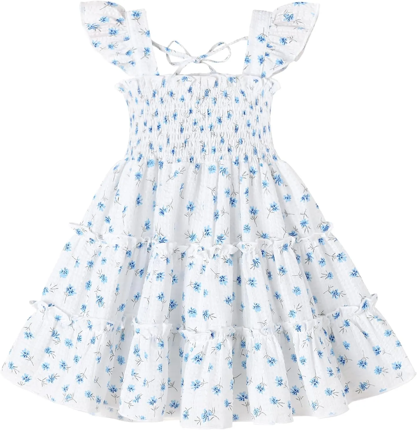 YOUNGER TREE Toddler Girl Dress Baby Girls Summer Clothes Ruffle Sleeve Floral Smock Beach Boho Dresses Sundress