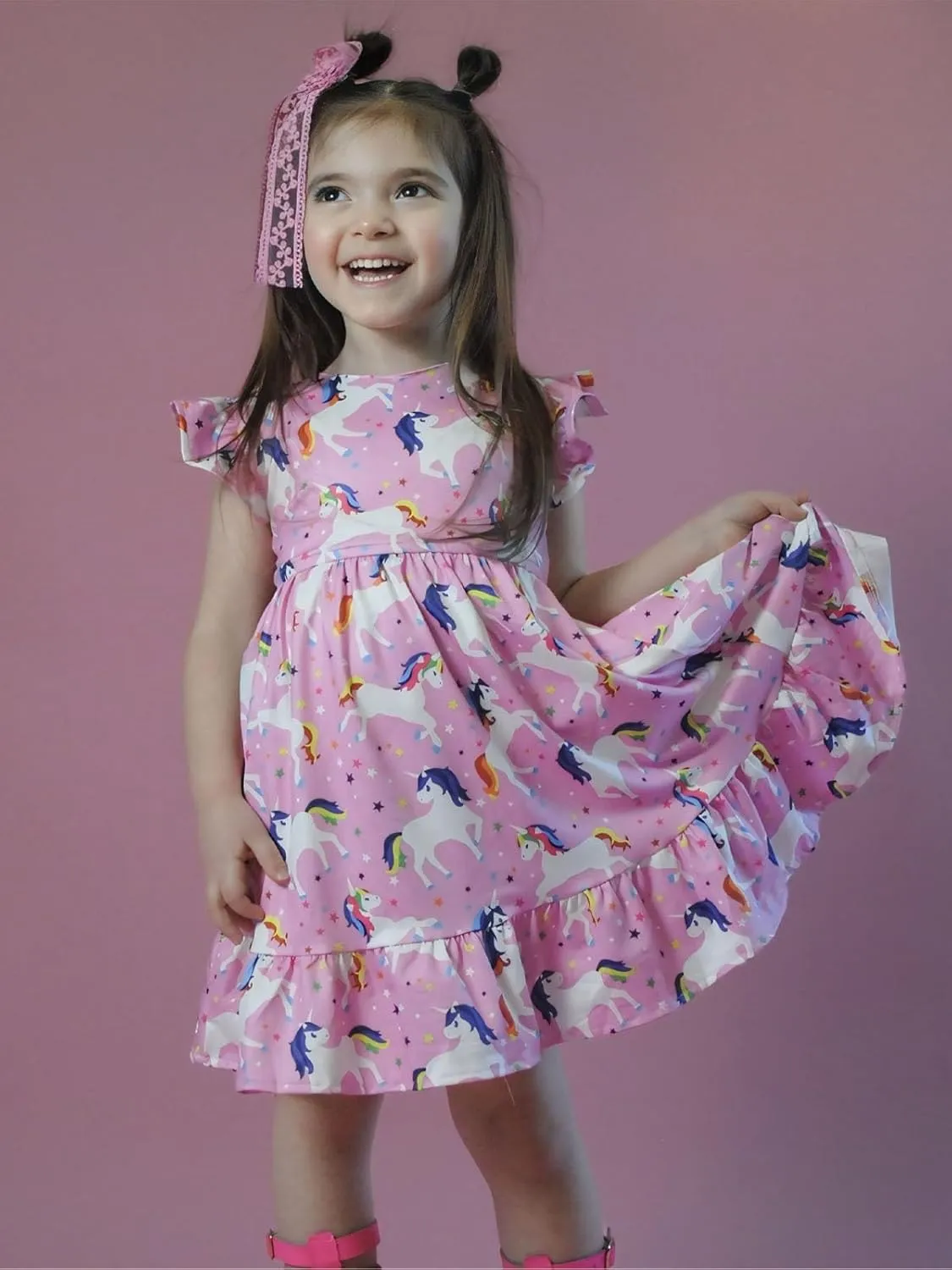 Yousie Toddler Little Girl Dress Ruffle Tie Back Backless Summer Sundress Party Dresses
