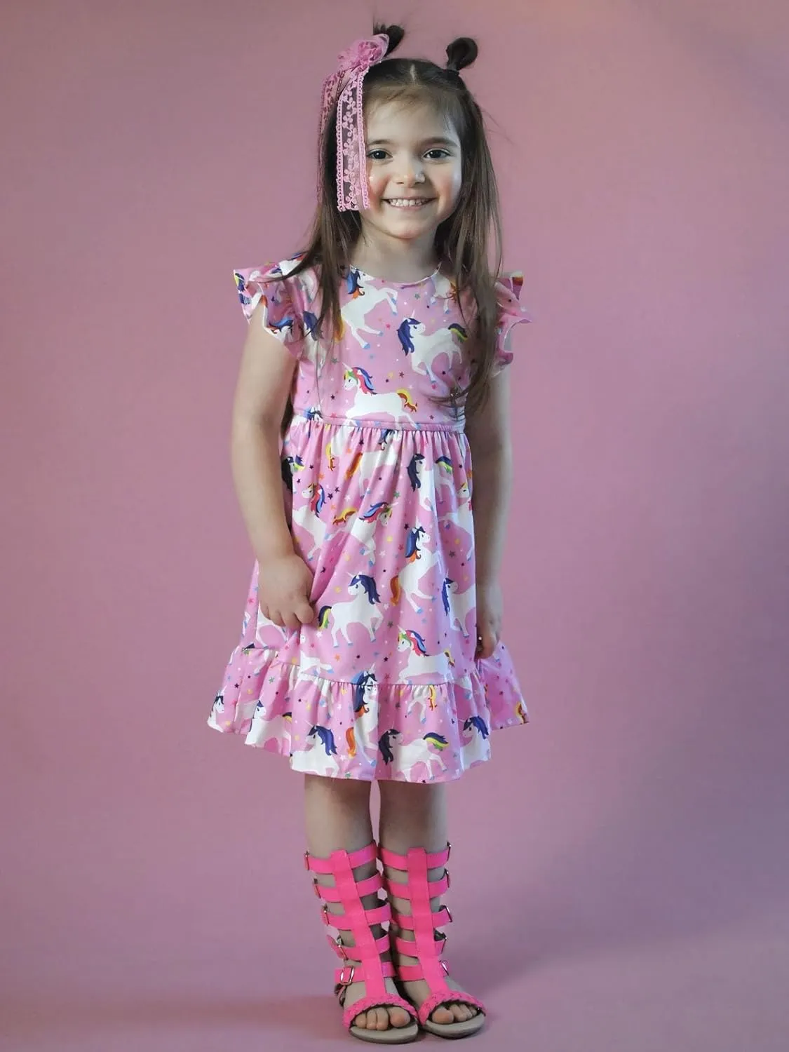 Yousie Toddler Little Girl Dress Ruffle Tie Back Backless Summer Sundress Party Dresses