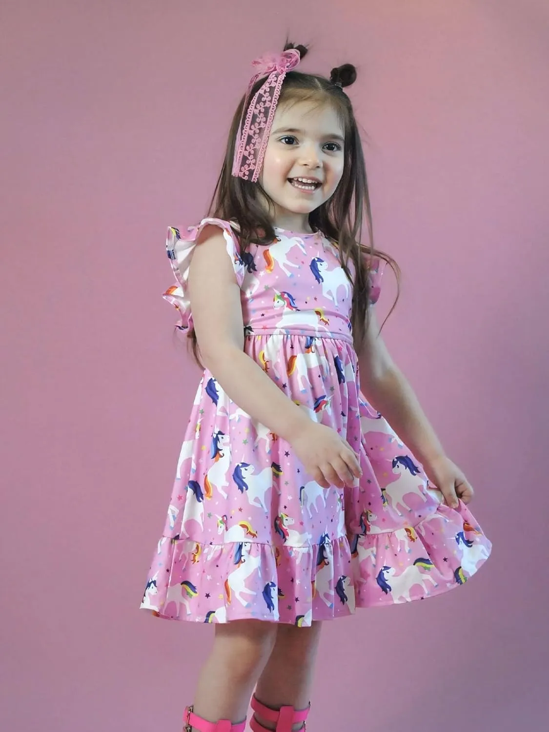 Yousie Toddler Little Girl Dress Ruffle Tie Back Backless Summer Sundress Party Dresses